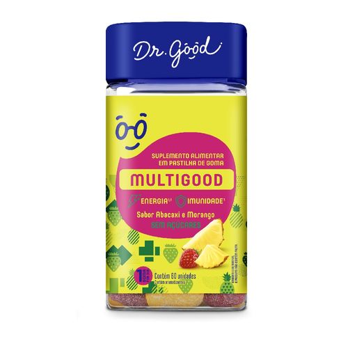 Multigood Dr. Good Sabor Abacaxi e Morango C/ 60 Gomas
