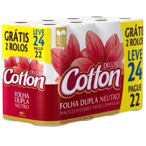 Papel Higiênico Cotton Folha Dupla Compacto - Leve 24 Pague 22 - Cotton