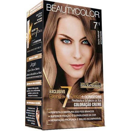 Coloração Permanente 7.1 Louro Natural Acinzentado 45g+67,5ml - Beauty Color
