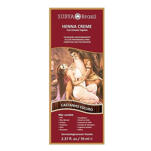 Tintura Henna Surya Creme Castanho Escuro 70Ml - Surya