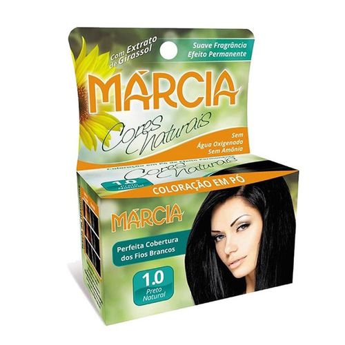 Tintura Pó Marcia 1.0 Preto Natural 12G - Marcia Cosmeticos