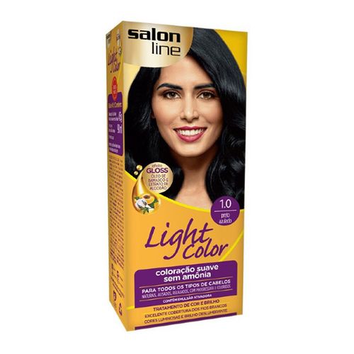 Tintura Salon Line Light Color Profissional 1.0 Preto Azulado - Salon Line Light Color