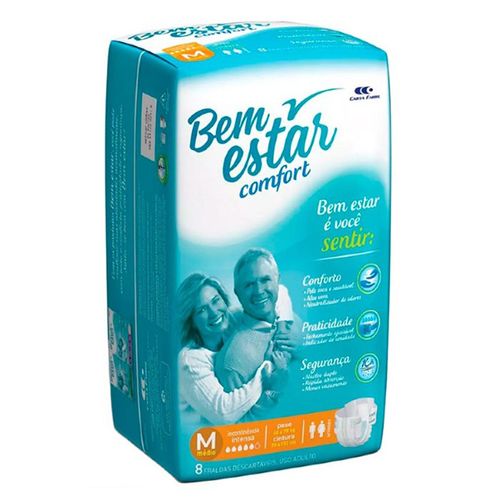 Fralda Geriátrica Bem Estar M 8Un - Bem Estar