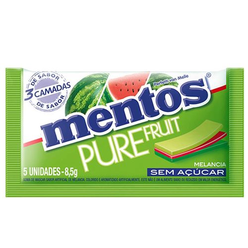 Goma De Mascar Mentos Pure Fruit Sleeb Melancia 8,5G - Mentos