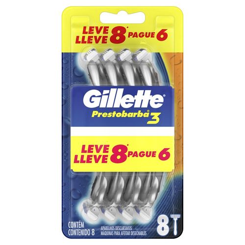 Kit Aparelho Prestobarba 3 - Leve 8 Pague 6 - Gillette Prestob3
