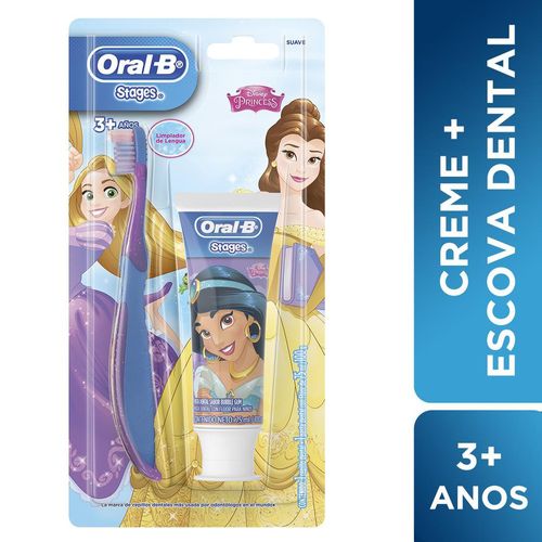 Kit Escova De Dentes Oral B Stages 3 + Creme Dental Personagens Diversos 75Ml - Oral B Stages