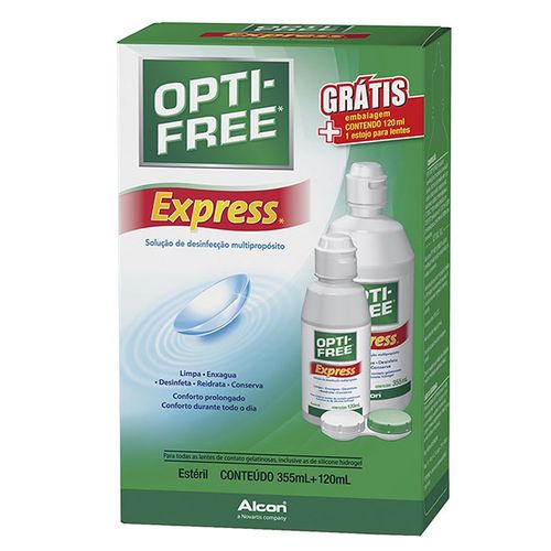 Kit Opti-Free Express 355ml + 90ml Amostra + Tela Protetora + Est - Opti Free Express