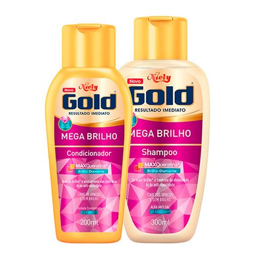 Kit Shampoo Niely Gold + Condicionador Mega Brilho 300Ml - Niely Gold
