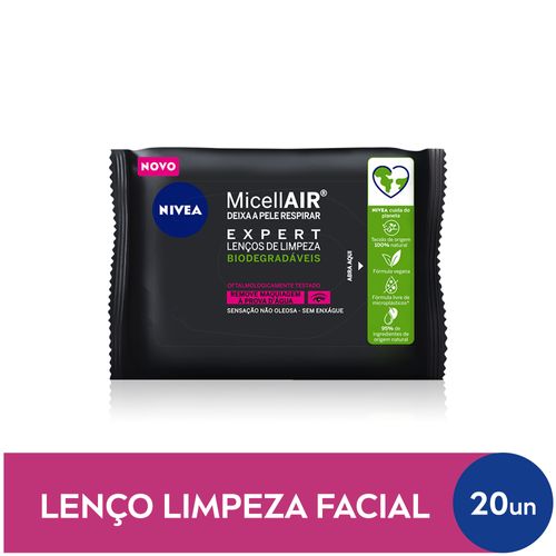 Lenços de Limpeza Demaquilantes Micelar NIVEA MicellAIR Expert 20 unidades