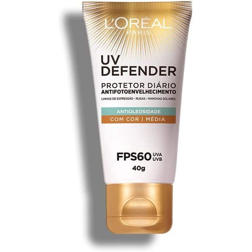 Protetor Solar Facial L'Oréal Paris UV Defender Antioleosidade Cor Média FPS 60, 40g