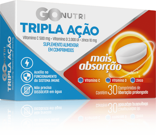 GOnutri Tripla Ação Vitamina C + D + Zinco – c/ 30 Comprimidos de Liberação  Prolongada