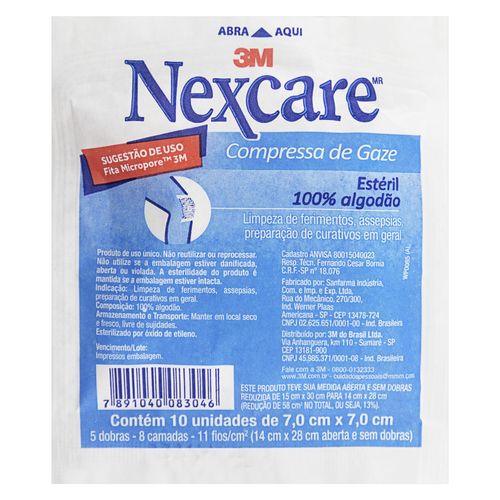 Compressa Gaze Nexcare Esteril 10Un - Nexcare