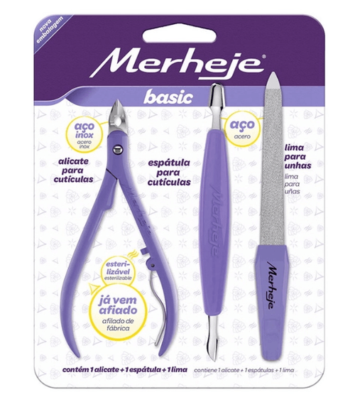 Kit Merheje Alicate+EspáTula+Lima Lilas
