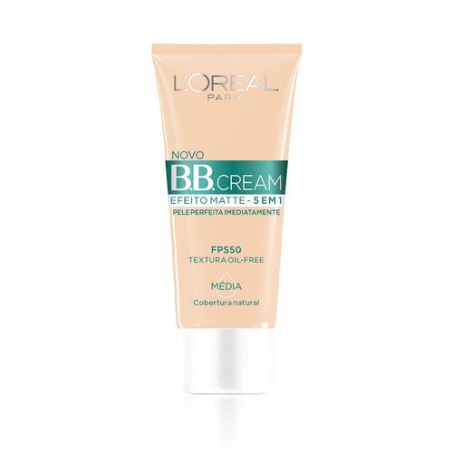 Base BB Cream L'Oréal Paris Efeito Matte Cor Média FPS 50, 30ml