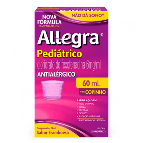 ANTIALÉRGICO INFANTIL ALLEGRA® PEDIÁTRICO 6MG/ML 60ML COM COPINHO