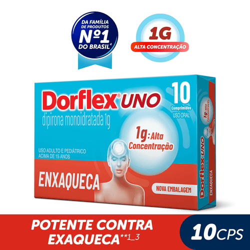 Dorflex Uno - Enxaqueca - Dipirona Monoidratada 1g - 10 comprimidos