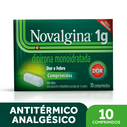 Novalgina 1g - Analgésico e Antitérmico - 10 comprimidos