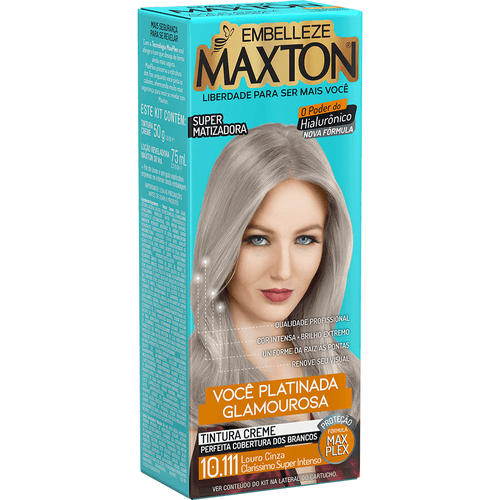 Tinta de Cabelo Maxton Você Platinada Mais Glamourosa Louro Cinza Claríssimo Super Intenso 10.111 KIT ECONOMICO