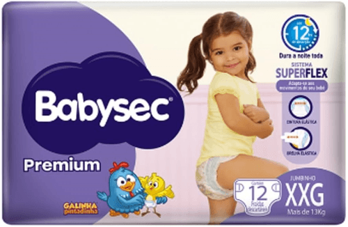 Fralda Descartável Babysec Premium XXG 12 Unidades