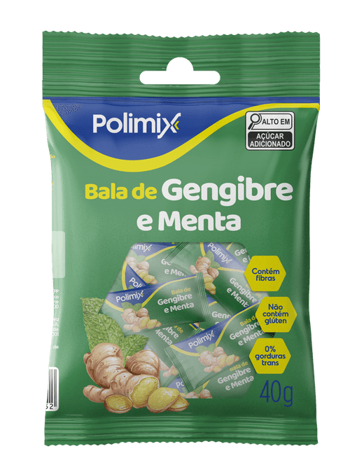 Bala Gengibre e Menta Polimix 40g