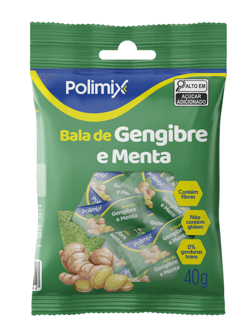 Bala Gengibre e Menta Polimix - 40g