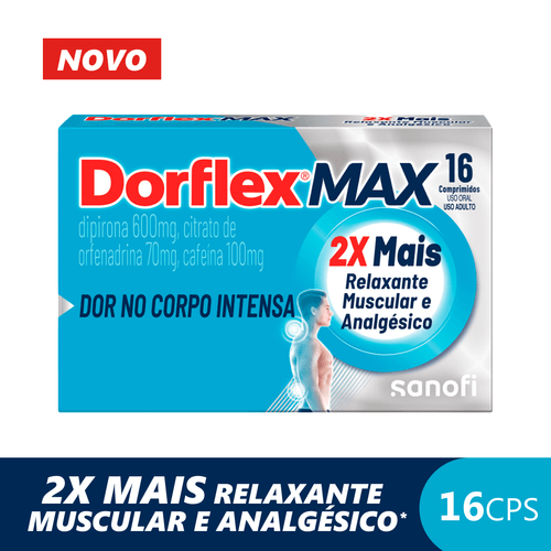 Analgésico e Relaxante Muscular Dipirona Dorflex Max 600mg Comprimido 16 Unidades