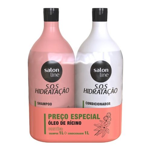 Kit SOS Hidratação Óleo de Rícino  Shampoo e Condicionador - 1L