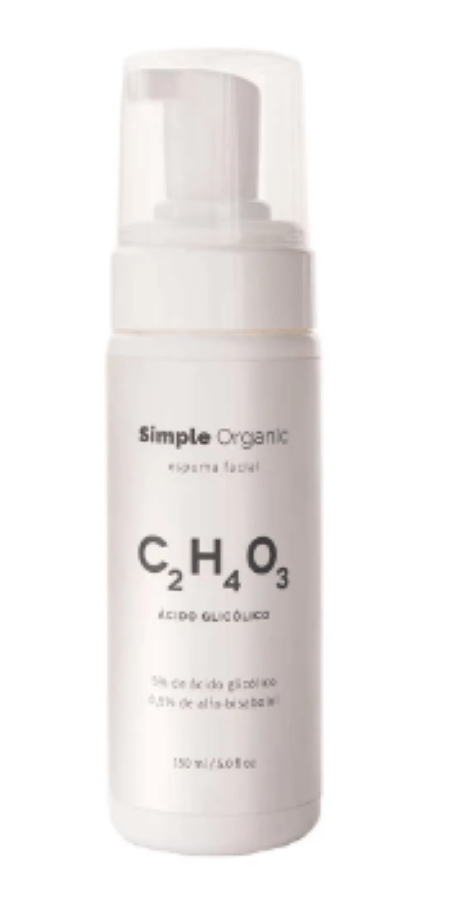 Espuma Facial Ácido Glicólico Simple Organic 150ml