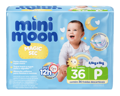 Fralda Mini Moon Magic Sec P - 36 unidades