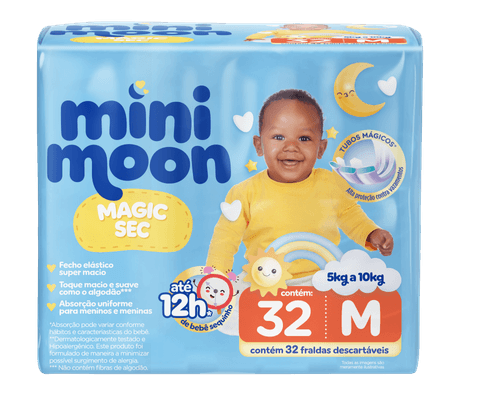 Fralda Mini Moon Magic Sec M - 32 unidades