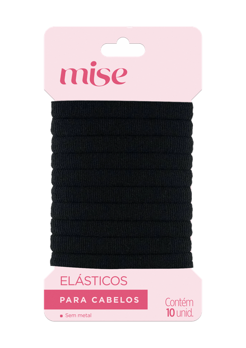 Elástico Preto Para Cabelo Mise - 10 Unidades