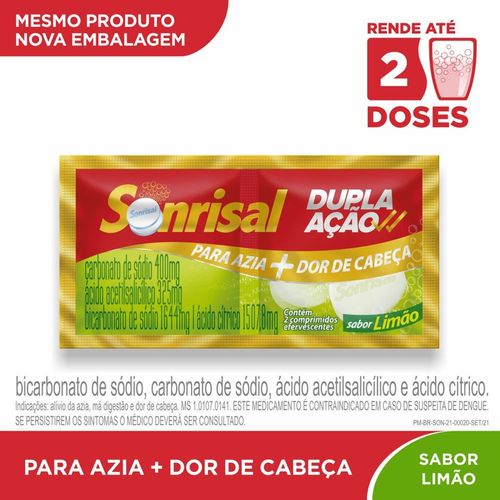 Sonrisal Antiácido e Analgésico Limão - 2 comprimidos efervescentes