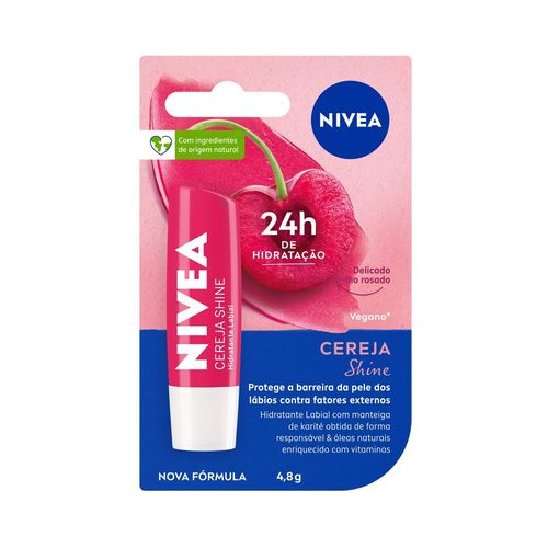 NIVEA Hidratante Labial Cereja Shine Hidratação Profunda 4,8 g