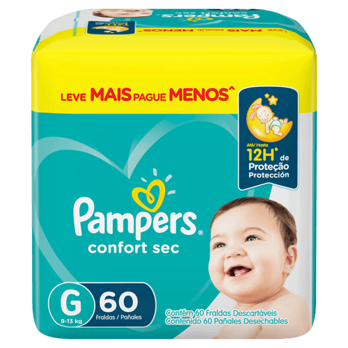 Fralda Pampers Confort Sec G - 60 unidades