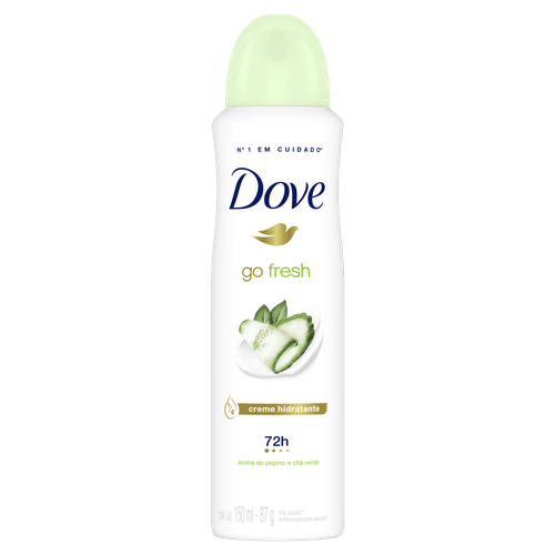 Antitranspirante Aerossol Pepino e Chá Verde Dove Go Fresh 150ml Spray