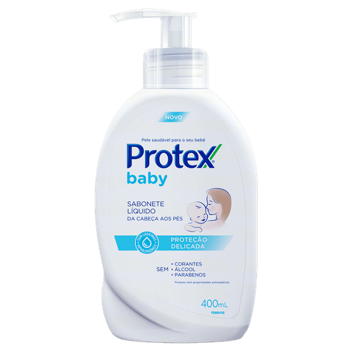 Sabonete Líquido da Cabeça aos Pés Protex Baby Proteção Delicada Frasco 400ml Pump