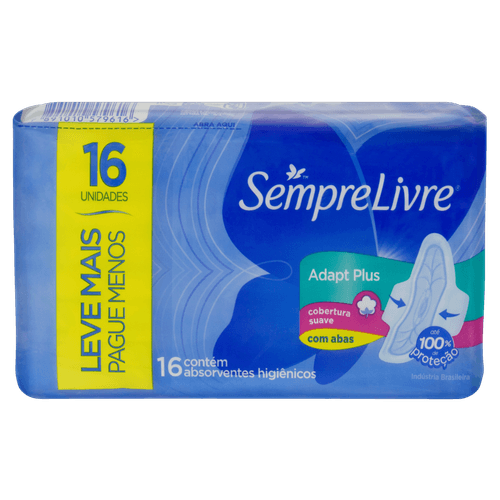 Absorvente com Abas Suave Sempre Livre Adapt Plus Pacote 16 Unidades Leve Mais Pague Menos