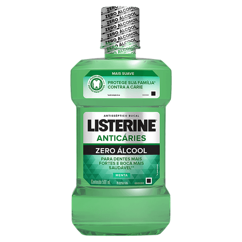 Enxaguante Bucal Zero Álcool Menta Listerine Anticáries Frasco 500ml