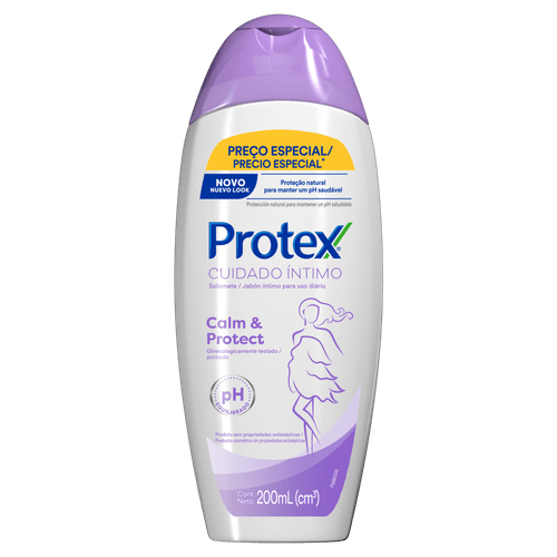 Sabonete Líquido Íntimo Calm & Protect Protex Cuidado Íntimo Frasco 200ml Preço Especial