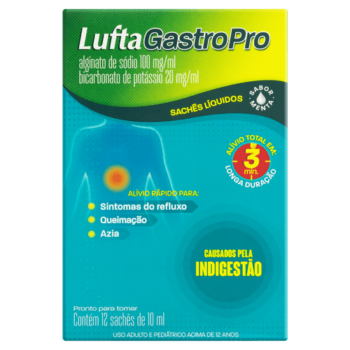 Luftagastro Sabor Menta Pro Solução Oral 12 Sachê 10ml