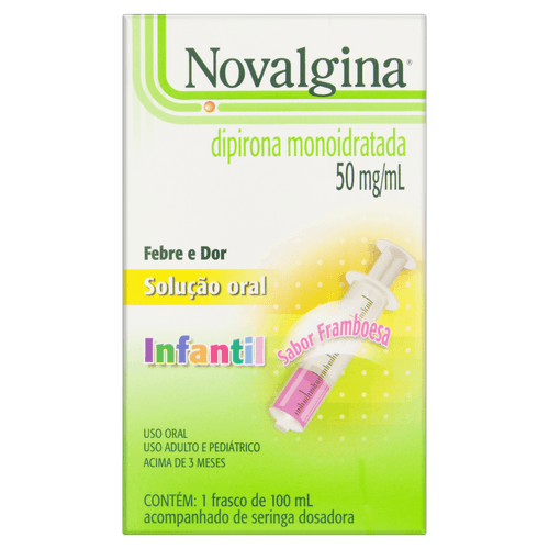 Novalgina Framboesa 50mg/ml Sanofi Caixa 100ml + Seringa Dosadora