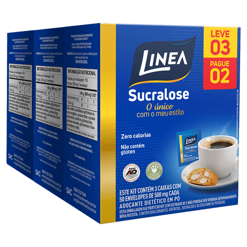 Pack Adoçante em Pó Sucralose Linea Caixa Leve 3 Pague 2 Unidades