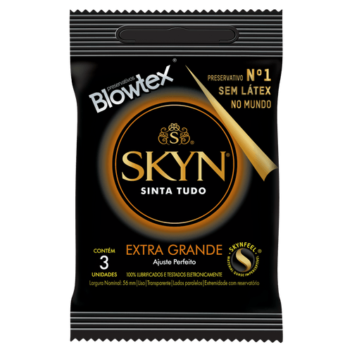 Preservativo Masculino Lubrificado Skyn Extra Grande Pacote 3 Unidades