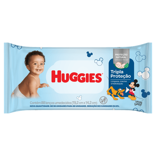 Lenço Umedecido Disney Baby Huggies Tripla Proteção Pacote 88 Unidades