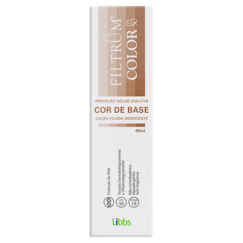Protetor Solar com Cor FPS 50 sem Fragrância Filtrum Color Caixa 60ml