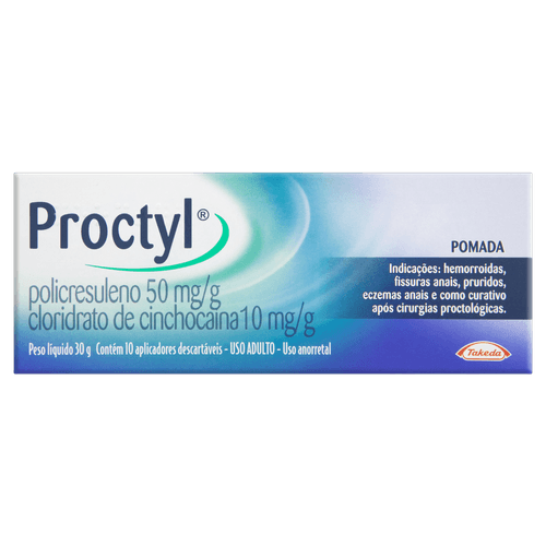 Proctyl Pomada 30g + 10 Aplicadores Descartáveis