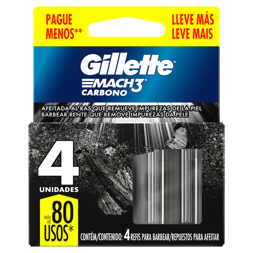 CARGA GILLETTE MACH3 CARBONO 4UN L+P-