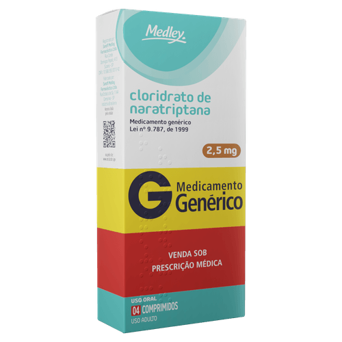 Cloridrato de Naratriptana Medley 2,5mg - 4 Comprimidos
