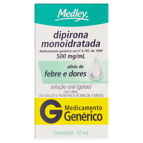 Dipirona Sódica 500mg Solução Oral 10ml - Genérico - Medley