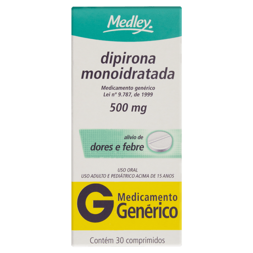 Dipirona 500mg 30 Comprimidos Medley